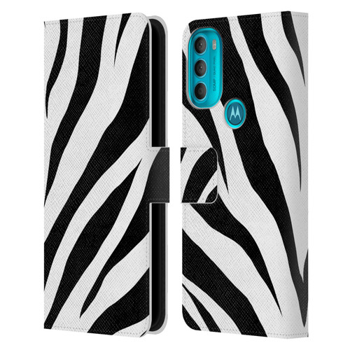 Grace Illustration Animal Prints Zebra Leather Book Wallet Case Cover For Motorola Moto G71 5G