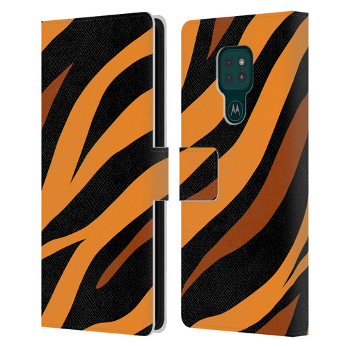 Grace Illustration Animal Prints Tiger Leather Book Wallet Case Cover For Motorola Moto G9 Play