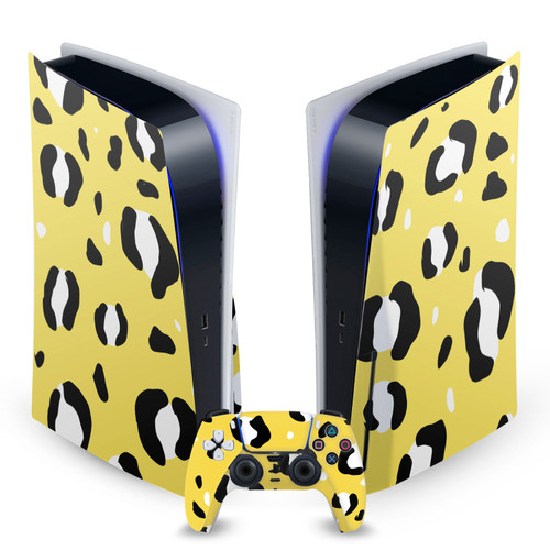 Grace Illustration Art Mix Yellow Leopard Vinyl Sticker Skin Decal Cover for Sony PS5 Disc Edition Bundle