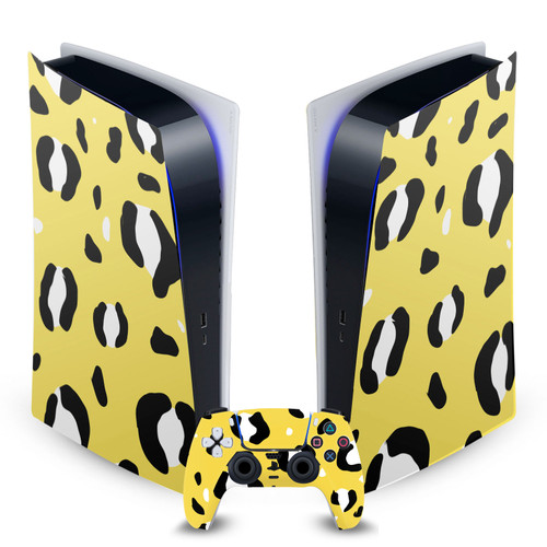 Grace Illustration Art Mix Yellow Leopard Vinyl Sticker Skin Decal Cover for Sony PS5 Digital Edition Bundle