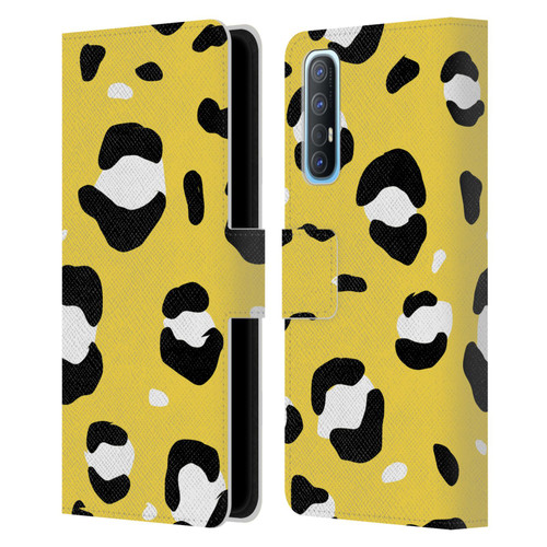 Grace Illustration Animal Prints Yellow Leopard Leather Book Wallet Case Cover For OPPO Find X2 Neo 5G