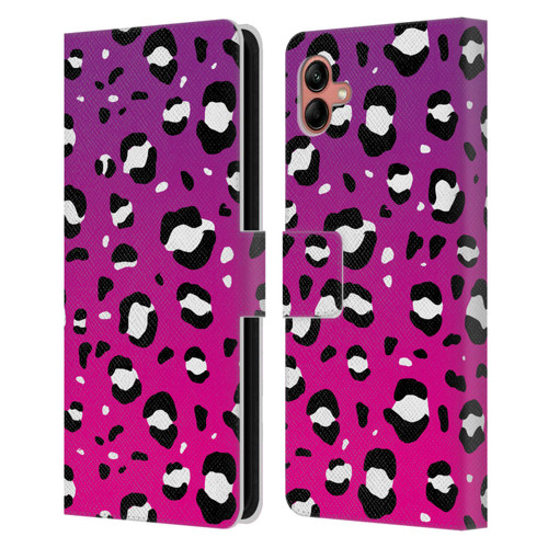 Grace Illustration Animal Prints Pink Leopard Leather Book Wallet Case Cover For Samsung Galaxy A04 (2022)