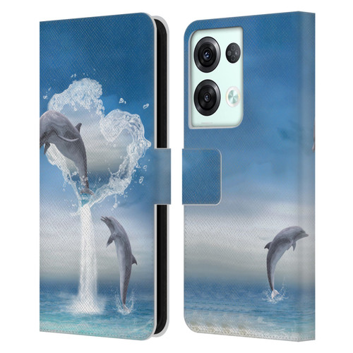 Simone Gatterwe Dolphins Lovers Leather Book Wallet Case Cover For OPPO Reno8 Pro