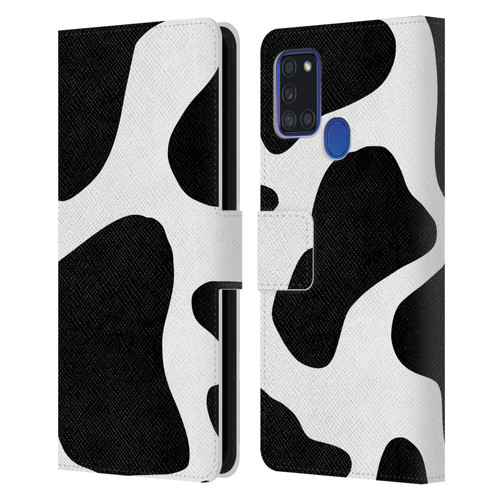Grace Illustration Animal Prints Cow Leather Book Wallet Case Cover For Samsung Galaxy A21s (2020)