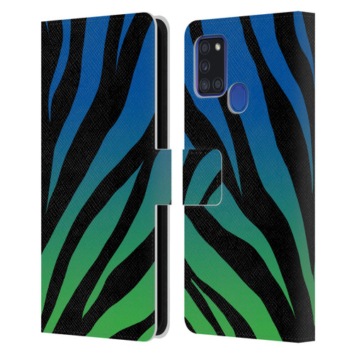 Grace Illustration Animal Prints Ombré Leopard Leather Book Wallet Case Cover For Samsung Galaxy A21s (2020)