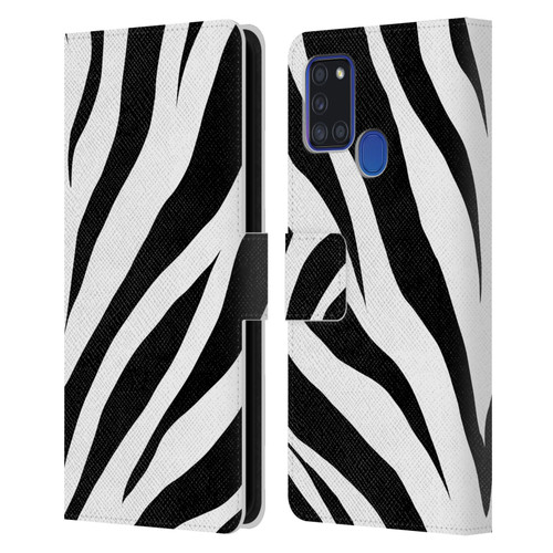 Grace Illustration Animal Prints Zebra Leather Book Wallet Case Cover For Samsung Galaxy A21s (2020)