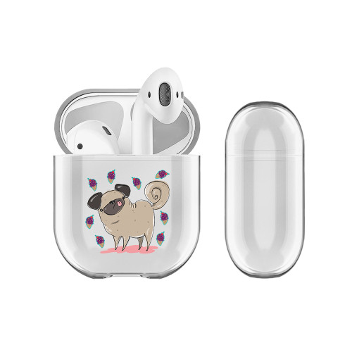 Grace Illustration Dogs Pug Clear Hard Crystal Cover Case for Apple AirPods 1 1st Gen / 2 2nd Gen Charging Case