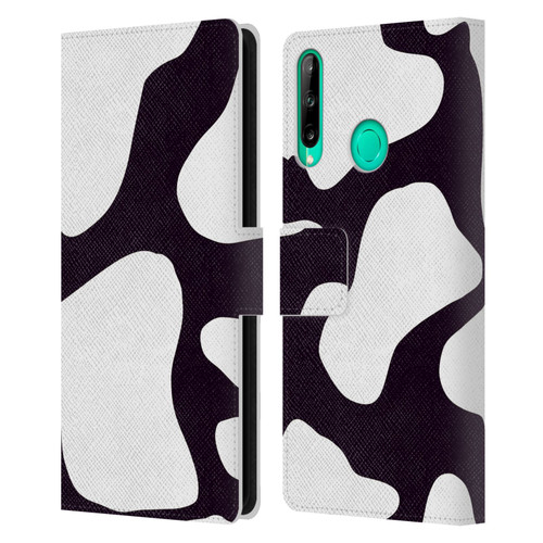 Grace Illustration Cow Prints Black And White Leather Book Wallet Case Cover For Huawei P40 lite E