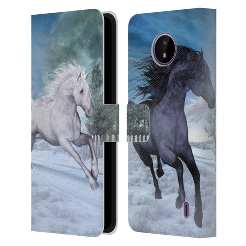 Simone Gatterwe Horses Freedom In The Snow Leather Book Wallet Case Cover For Nokia C10 / C20