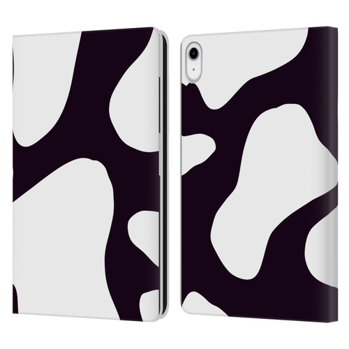 Grace Illustration Cow Prints Black And White Leather Book Wallet Case Cover For Apple iPad 10.9 (2022)