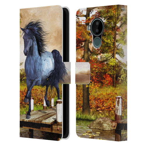 Simone Gatterwe Horses On The Lake Leather Book Wallet Case Cover For Nokia C30