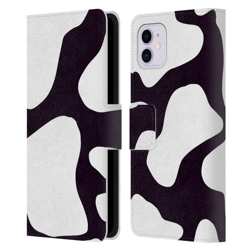 Grace Illustration Cow Prints Black And White Leather Book Wallet Case Cover For Apple iPhone 11