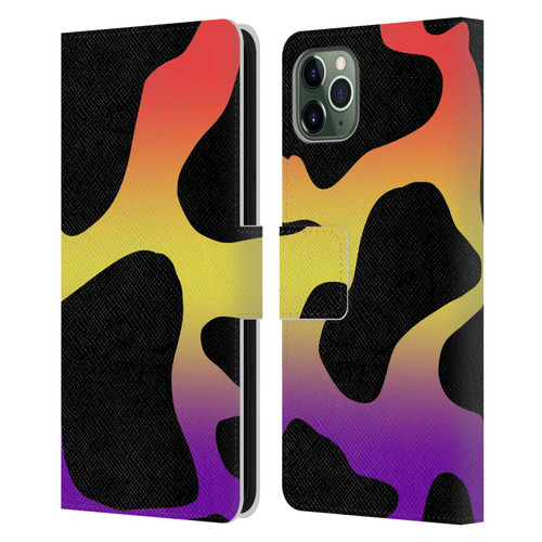Grace Illustration Cow Prints Sunset Leather Book Wallet Case Cover For Apple iPhone 11 Pro Max