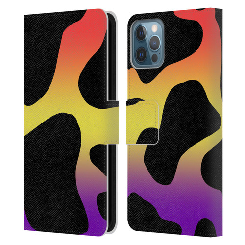 Grace Illustration Cow Prints Sunset Leather Book Wallet Case Cover For Apple iPhone 12 / iPhone 12 Pro