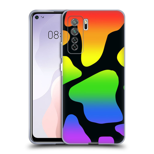 Grace Illustration Cow Prints Rainbow Soft Gel Case for Huawei Nova 7 SE/P40 Lite 5G