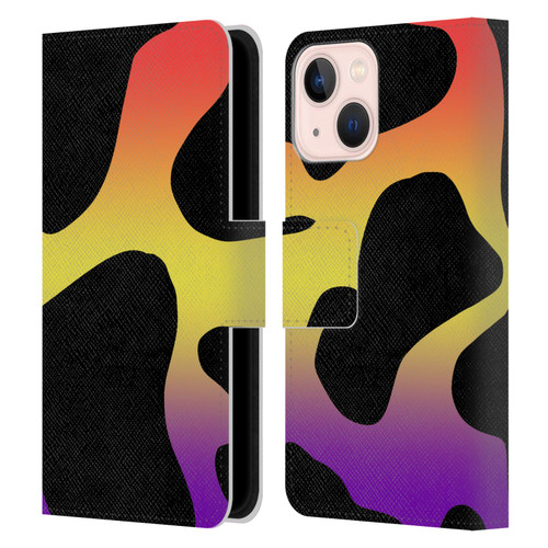 Grace Illustration Cow Prints Sunset Leather Book Wallet Case Cover For Apple iPhone 13 Mini