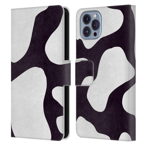 Grace Illustration Cow Prints Black And White Leather Book Wallet Case Cover For Apple iPhone 14