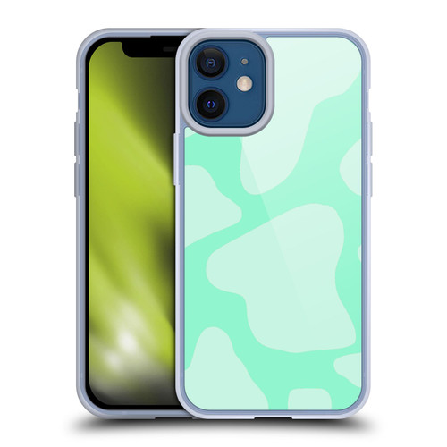 Grace Illustration Cow Prints Mint Green Soft Gel Case for Apple iPhone 12 Mini