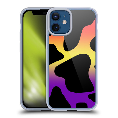Grace Illustration Cow Prints Sunset Soft Gel Case for Apple iPhone 12 Mini