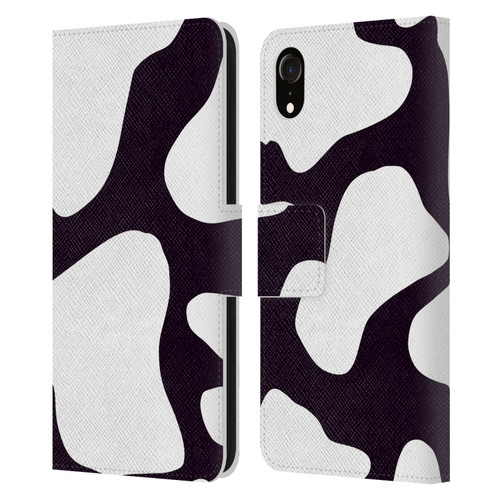 Grace Illustration Cow Prints Black And White Leather Book Wallet Case Cover For Apple iPhone XR