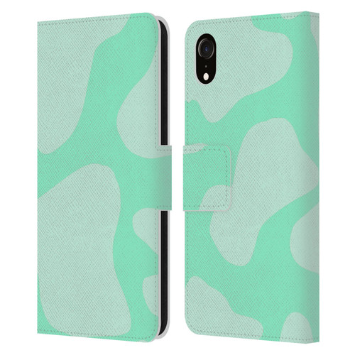 Grace Illustration Cow Prints Mint Green Leather Book Wallet Case Cover For Apple iPhone XR