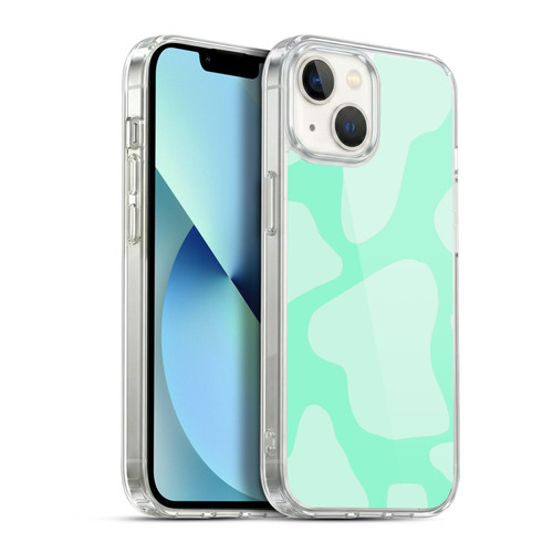 Grace Illustration Cow Prints Mint Green Soft Gel Case for Apple iPhone 13