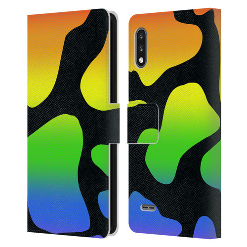 Grace Illustration Cow Prints Rainbow Leather Book Wallet Case Cover For LG K22