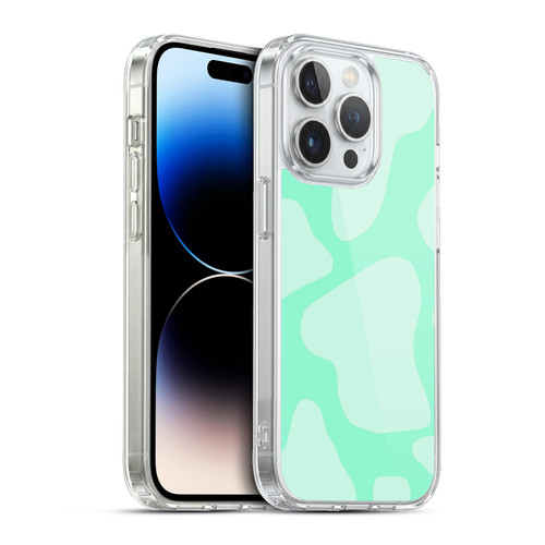 Grace Illustration Cow Prints Mint Green Soft Gel Case for Apple iPhone 13 Pro & MagSafe