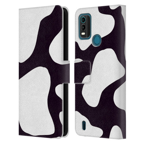 Grace Illustration Cow Prints Black And White Leather Book Wallet Case Cover For Nokia G11 Plus