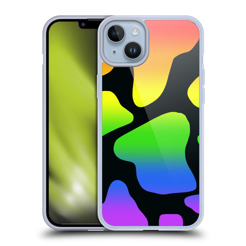 Grace Illustration Cow Prints Rainbow Soft Gel Case for Apple iPhone 14 Plus