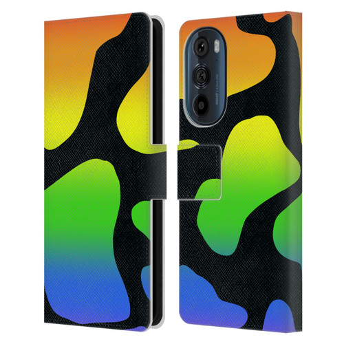 Grace Illustration Cow Prints Rainbow Leather Book Wallet Case Cover For Motorola Edge 30