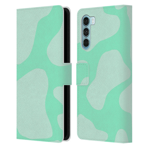 Grace Illustration Cow Prints Mint Green Leather Book Wallet Case Cover For Motorola Edge S30 / Moto G200 5G