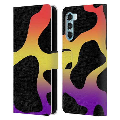 Grace Illustration Cow Prints Sunset Leather Book Wallet Case Cover For Motorola Edge S30 / Moto G200 5G