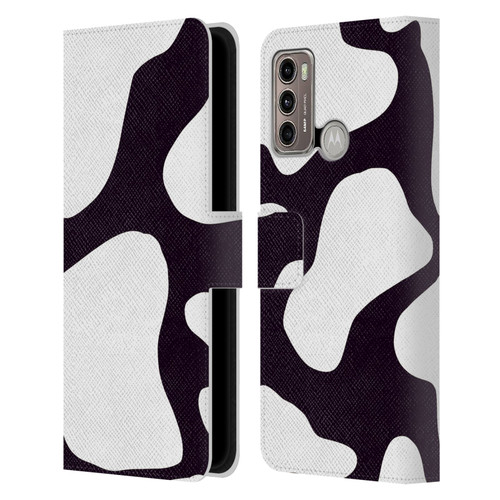 Grace Illustration Cow Prints Black And White Leather Book Wallet Case Cover For Motorola Moto G60 / Moto G40 Fusion