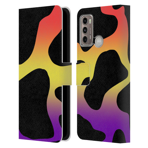 Grace Illustration Cow Prints Sunset Leather Book Wallet Case Cover For Motorola Moto G60 / Moto G40 Fusion