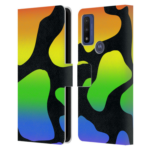 Grace Illustration Cow Prints Rainbow Leather Book Wallet Case Cover For Motorola G Pure