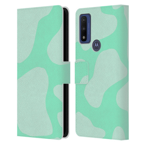 Grace Illustration Cow Prints Mint Green Leather Book Wallet Case Cover For Motorola G Pure