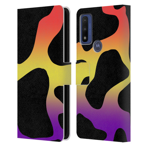 Grace Illustration Cow Prints Sunset Leather Book Wallet Case Cover For Motorola G Pure