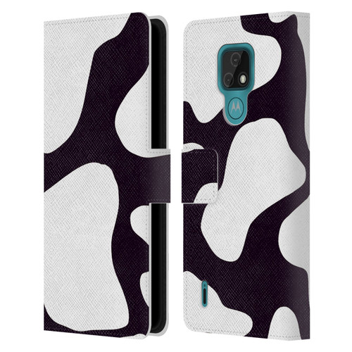 Grace Illustration Cow Prints Black And White Leather Book Wallet Case Cover For Motorola Moto E7