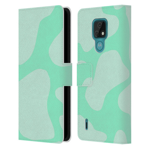 Grace Illustration Cow Prints Mint Green Leather Book Wallet Case Cover For Motorola Moto E7