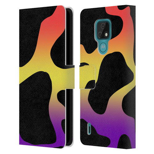 Grace Illustration Cow Prints Sunset Leather Book Wallet Case Cover For Motorola Moto E7