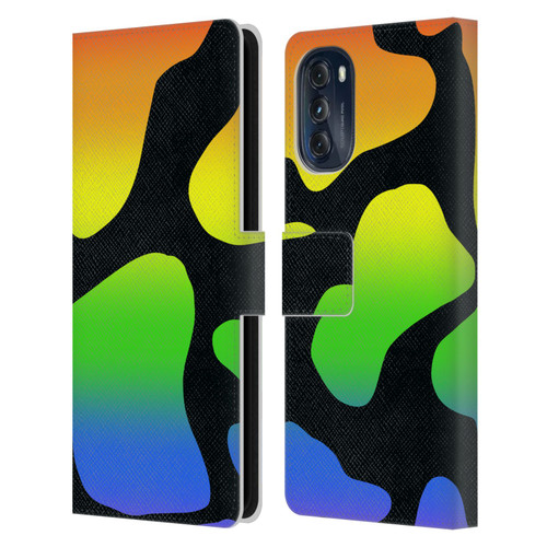 Grace Illustration Cow Prints Rainbow Leather Book Wallet Case Cover For Motorola Moto G (2022)