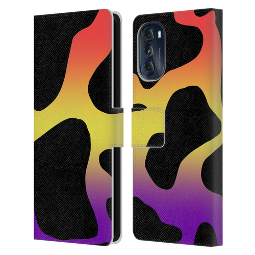 Grace Illustration Cow Prints Sunset Leather Book Wallet Case Cover For Motorola Moto G (2022)