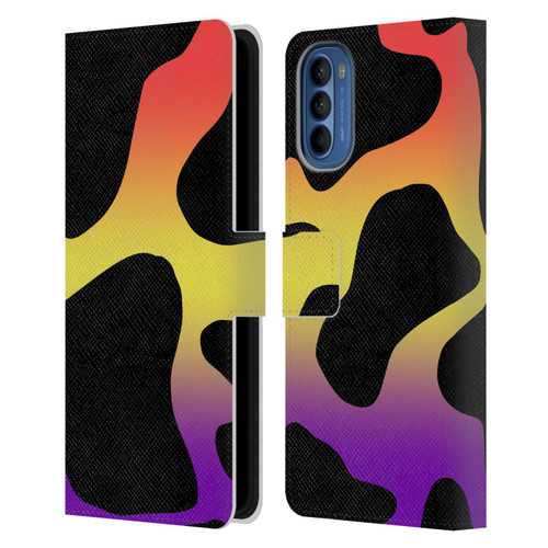 Grace Illustration Cow Prints Sunset Leather Book Wallet Case Cover For Motorola Moto G41