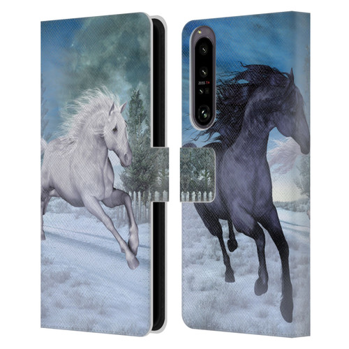 Simone Gatterwe Horses Freedom In The Snow Leather Book Wallet Case Cover For Sony Xperia 1 IV
