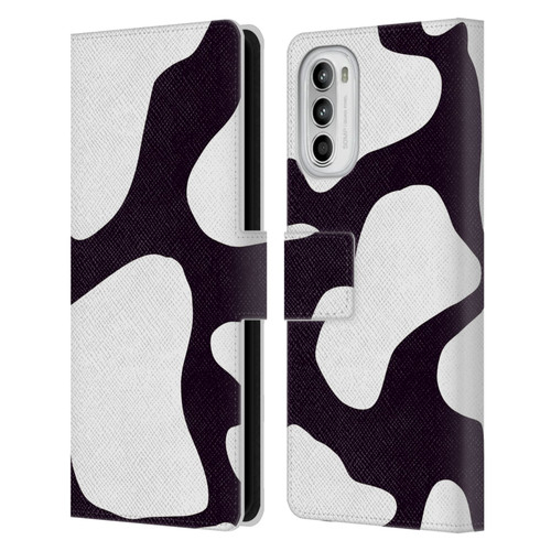 Grace Illustration Cow Prints Black And White Leather Book Wallet Case Cover For Motorola Moto G52