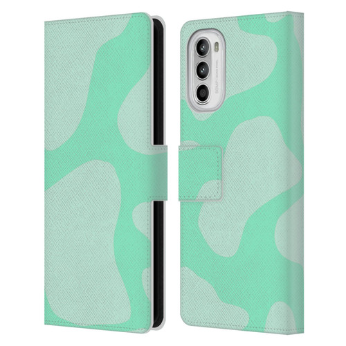 Grace Illustration Cow Prints Mint Green Leather Book Wallet Case Cover For Motorola Moto G52
