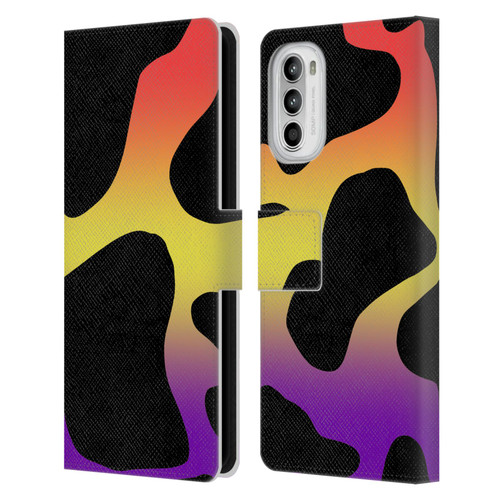 Grace Illustration Cow Prints Sunset Leather Book Wallet Case Cover For Motorola Moto G52