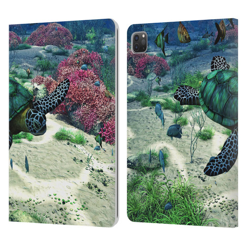 Simone Gatterwe Life In Sea Turtle Leather Book Wallet Case Cover For Apple iPad Pro 11 2020 / 2021 / 2022