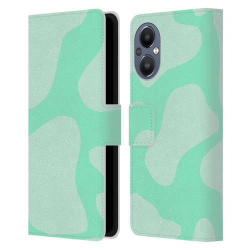 Grace Illustration Cow Prints Mint Green Leather Book Wallet Case Cover For OnePlus Nord N20 5G